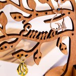 Porte-Bijoux En Bois Forme Arbre Rangement de Bijoux Personnalisée avec Nom Cadeau d'Anniversaire Saint-Valentin Noël Pour Femme