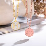 Personalisierte Smiley Face Initial Halskette