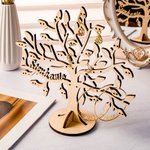 Porte-Bijoux En Bois Forme Arbre Rangement de Bijoux Personnalisée avec Nom Cadeau d'Anniversaire Saint-Valentin Noël Pour Femme
