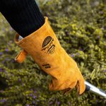 Personalized The Grill Father BBQ Insulated Cowhide Leather Pair of Gloves with Name Cooking Accessories Father's Day Birthday Gift for Men Dad