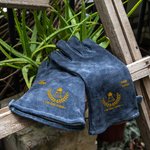 Personalized The Grill Father BBQ Insulated Cowhide Leather Pair of Gloves with Name Cooking Accessories Father's Day Birthday Gift for Men Dad