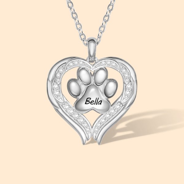 Collar conmemorativo personalizado Paw Print Angel Wing