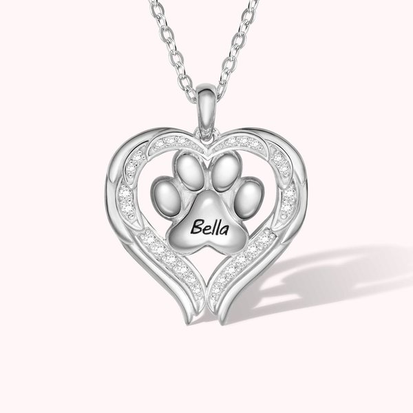 Personalisierte Pfotenabdruck Engelsflügel Halskette