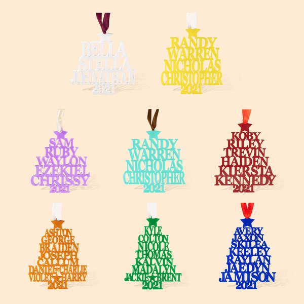 Ornamento da appendere all'albero di Natale con nome di famiglia personalizzato