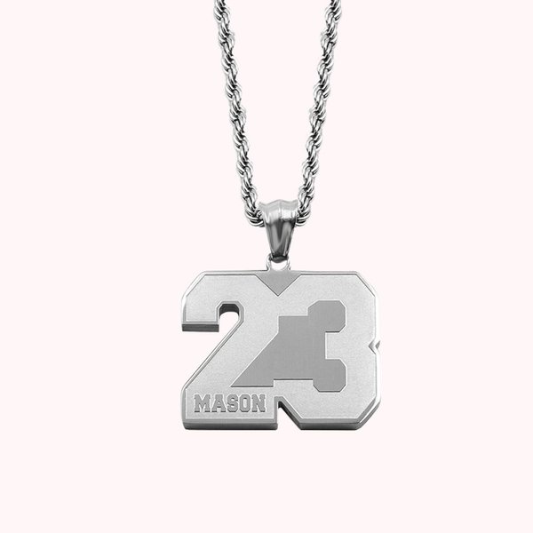 Number Pendant Necklace with Name