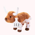 Engraved Longhorn Cow Stuffed Animals Plushies