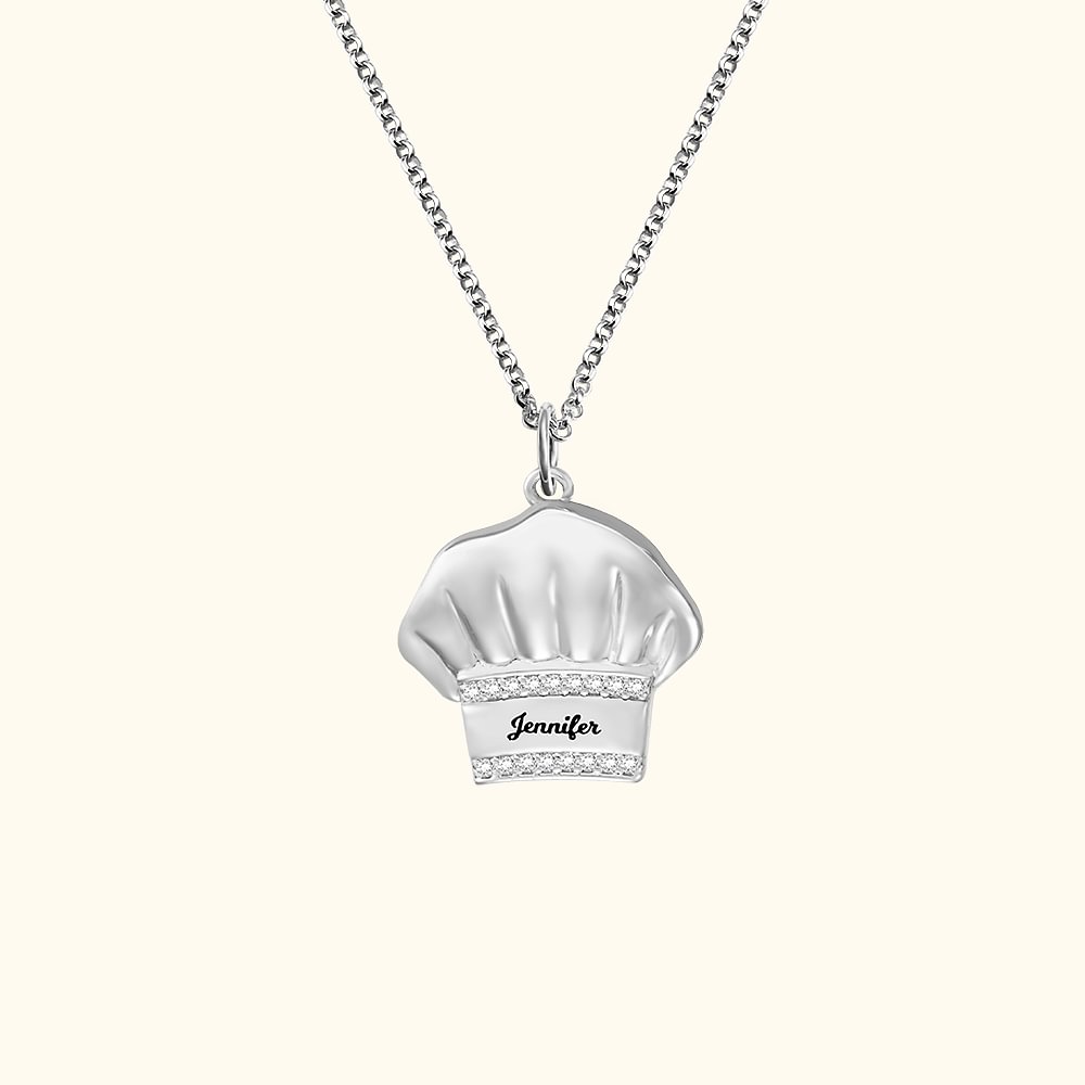 Collier Gravé Prénom Personnalisé Pendentif en Forme de Torque de Chef Cadeau pour Cuisinier Amateur de Cuisine
