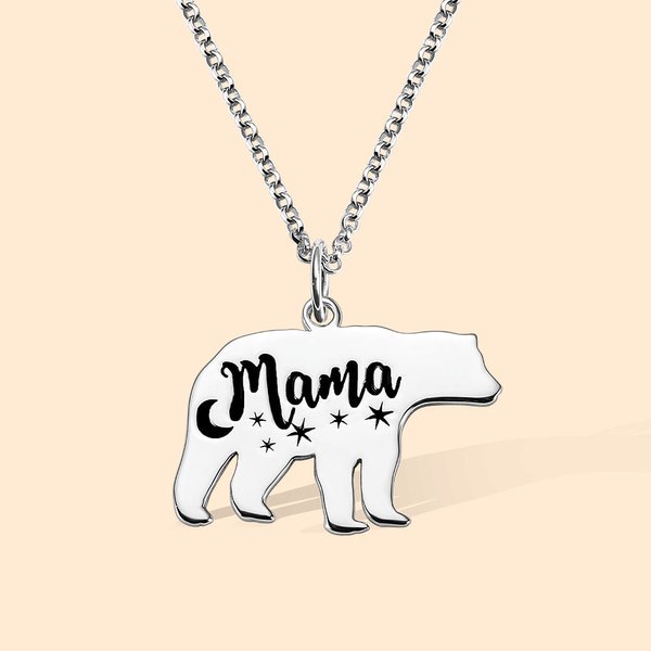 Collar personalizado con nombre de mamá y bebé oso