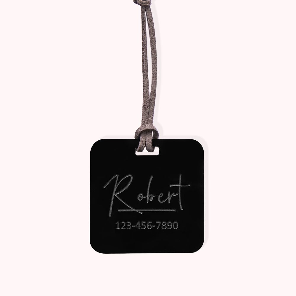 Étiquette de Bagage Acrylique Personnalisée avec Nom Numéro de Téléphone Accessoire de Voyage à Cordon Cadeau Saint-Valentin Lune de Miel pour Couple