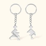 2 Pcs Custom Geometric Element Couple Name Keychain