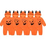 Tuta con cappuccio ricamata su misura per bambini di Halloween a colori con zucca