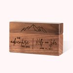 Personalized Wide Double Wood Ring Box for 2 Rings