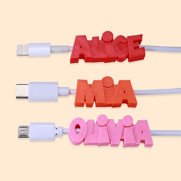 Personalisierte 3D-Druck USB-Kabel mit Namen für iPhone Micro USB Typ C Weihnachtsgeschenk Geburtstagsgeschenk