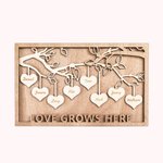 Tableau de Décoration en Bois Thème Arbre Généalogique Logo Coeur Décor de la Maison Personnalisé avec Nom Cadeau pour Famille