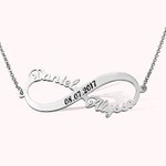 Collier Personnalisé Prénom Symbole de l'Infini Bijoux Argent Sterling avec 2 Noms et Date Cadeau Anniversaire St Valentin pour Couple Petit Ami