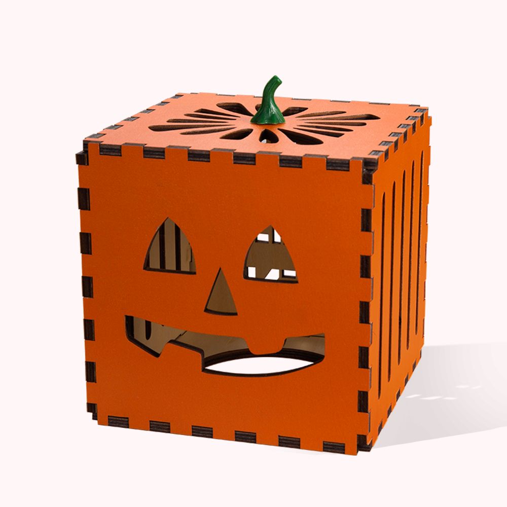 Lampe Citrouille Carré Personnalisée avec Texte Cadeau Halloween pour Enfant
