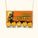 Engraved Halloween Pumpkins Wood Sign Wall Art Decor