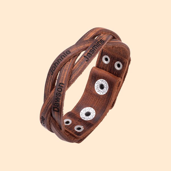 1 - 5 Nombres Pulseras de cuero tejido de la madre