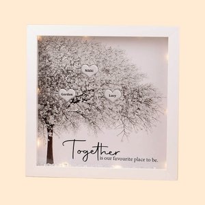 Cadre d'Arbre Généalogique Personnalisé avec Nom Décoration de Lumière LED Cadeau Fête des mères Noël Anniversaire pour Maman Grand-mère