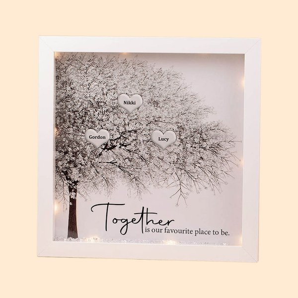 Personalized Family Tree Frame with LED Light Mother's Day Christmas Birthday Gift for Mom Grandma