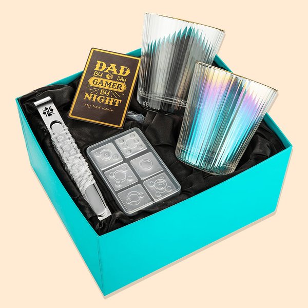 Personalized Glass Dice Silicone Ice Container Ice Clip and Bottle Stopper Set