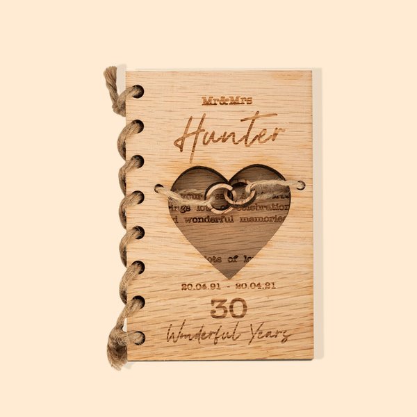 Custom Handmade Wood Wedding Card Newlywed Keepsake Gift