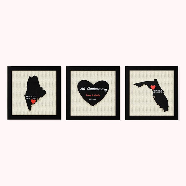 Anniversary State Map Wall Frame Set