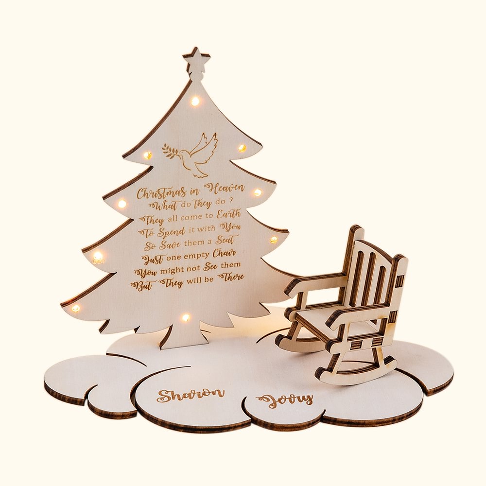 Engraved Names Christmas In Heaven Rocking Chair Christmas Tree Poem