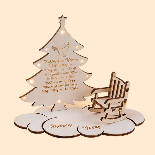 Engraved Names Christmas In Heaven Rocking Chair Christmas Tree Poem