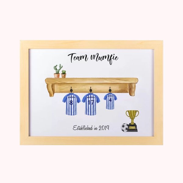 Peinture avec Cadre Personnalisée avec Nom pour l'Impression du Maillot de l'Équipe de Football Cadeau Anniversaire pour Amoureux de Sport