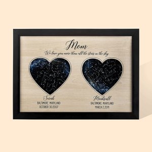 Panneau en Bois Gravé Personnalisé avec Texte Carte des Étoiles Art Mural Décoratif Cadeau Fête des Pères Fête des Mères pour Famille