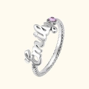 Geburtsstein Name Ring mit Seil Band | Callie
