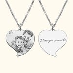 Engraved Heart Photo Necklace Silver