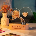 Gepersonaliseerde Hartvormige Kaart Nachtlamp LED Licht met Adres Kerstmis Verjaardag Housewarming Gift voor Familie Koppel