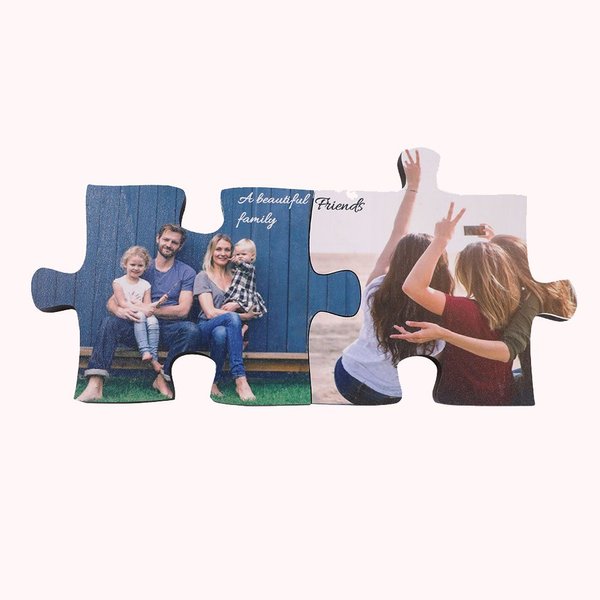 Cadre Photo Commémoratif en Bois en Forme de Puzzle
