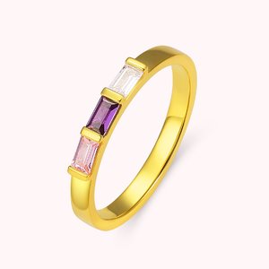 Personalisierte rechteckige 1-10 Familie Geburtsstein Sterling Silber Ring Muttertag Geschenk für sie