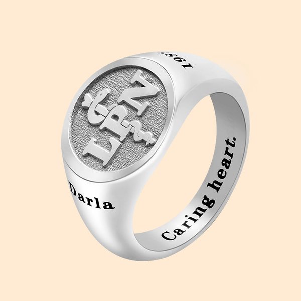 Custom Medical Symbol Signet Rings in Sterling Silver
