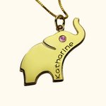 Good Luck Birthstone Elephant Name Necklace