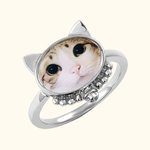 Personalized Cat Face Photo Ring Gift for Cat Lover