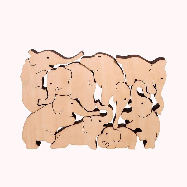 Wooden Elephants Block Puzzle Toys