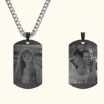 Personalized Double-Sided Photo Dog Tag Necklace Titanium Steel Jewelry Memorial Birthday Father's Day Gift for Men