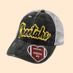 Gorra de coleta deportiva personalizada Gorra de banda ajustable con nombre y número brillantes Regalo para amante de los deportes de pelota