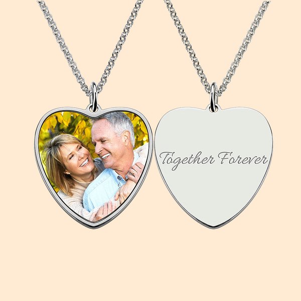 Collar personalizado con foto de corazón y texto grabado Cumpleaños Aniversario Regalo para Mujer