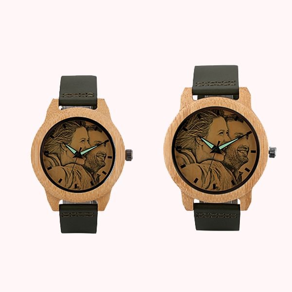 Gegraveerd Bamboe Houten Fotohorloge | Callie