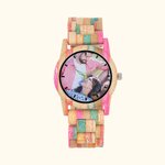 Colorful Bamboo Photo Watch Back Engraving
