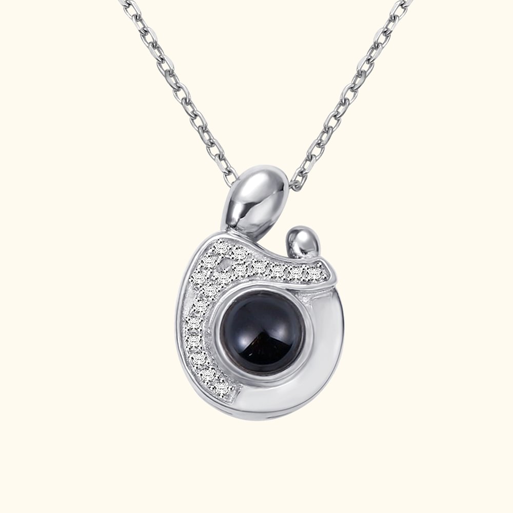 Collier Breloque Personnalisable avec Projection de Photo Mère-Enfant Bijou en Argent Cadeau pour Femme Mère