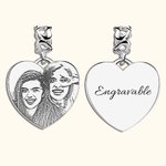 Cuore personalizzato a forma di schizzo inciso in argento Sterling Foto Charm per Bracciale Collana Compleanno Festa della Mamma Regalo per le donne Ragazza