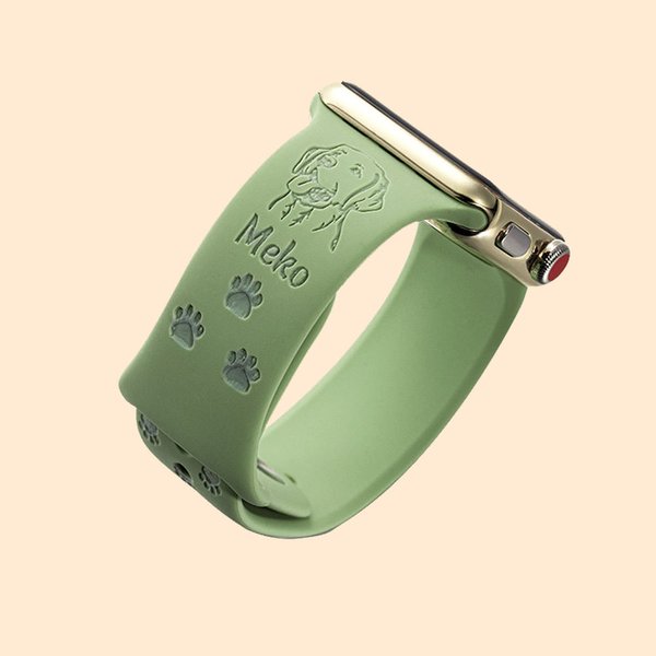 Dog Breed & Paw Silicone Watch Band with Name