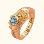 2 Hart Ring voor vrouwen met namen & geboortestenen