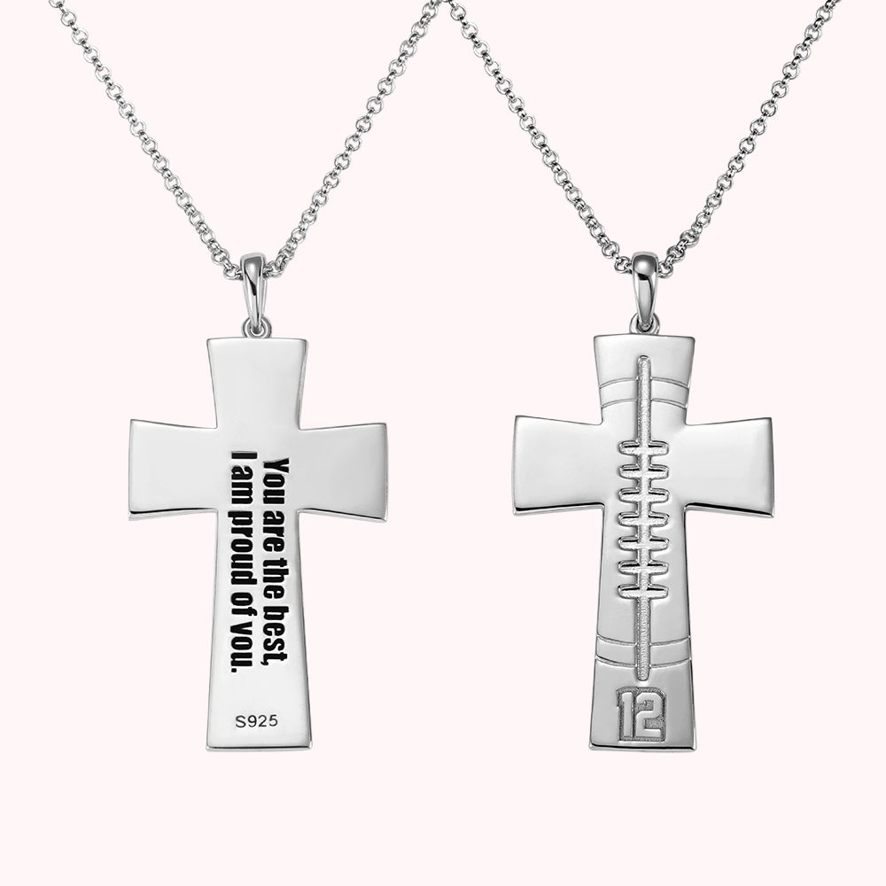 Personalized Cross Football Number Necklace CALLIE